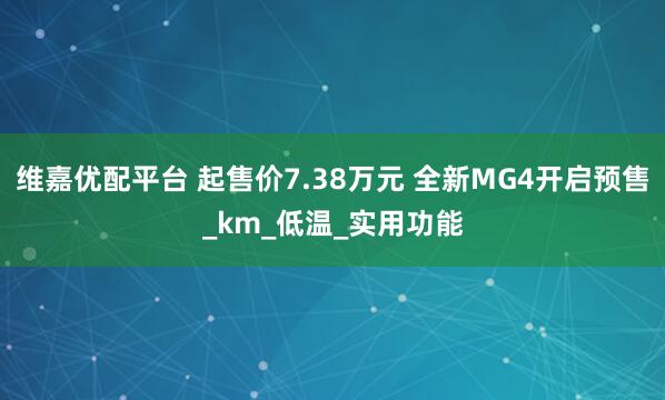 维嘉优配平台 起售价7.38万元 全新MG4开启预售_km_低温_实用功能