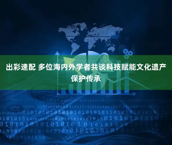 出彩速配 多位海内外学者共谈科技赋能文化遗产保护传承